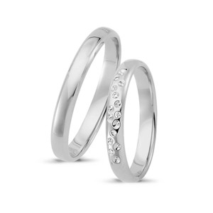 Ringe aus 14 Karat Weißgold - 5 Brillanten in Starburst. Kampagne "Süße Liebe